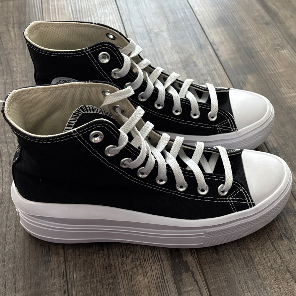 Black and White High-Top Athletic Shoes